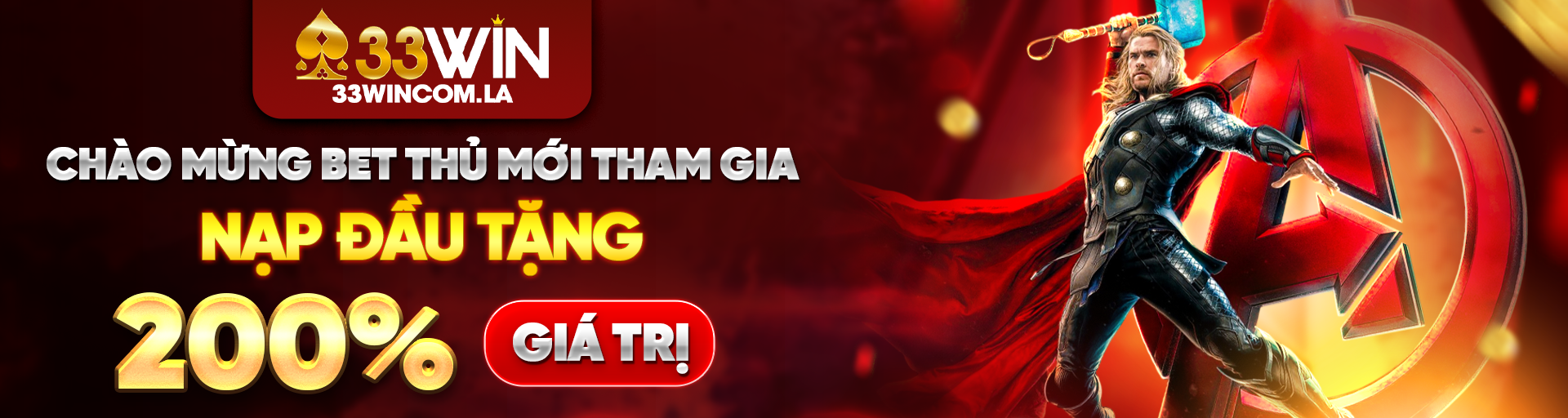 Banner 33win chào mừng Bet thủ mới tham gia